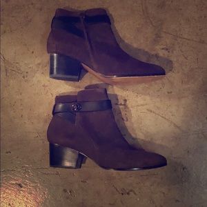 Coach suede leather wrapped booties